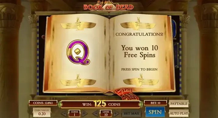 book of dead фриспины